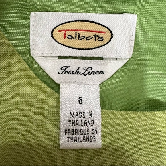 Talbots 100% Irish Linen Lime Green Sheath Dress Women’s Sz 6 Sleeveless Classic - Picture 2 of 15